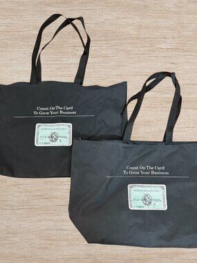 Vintage Lot of 2 AMEX Promotional Black Tote Bags Count on the Card Collectible